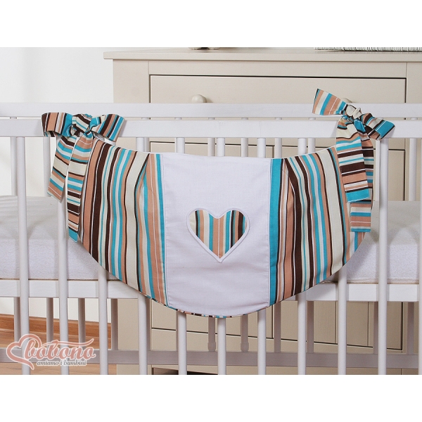 Sac de Jouet pour Bébé Brun Rayures Cœurs
