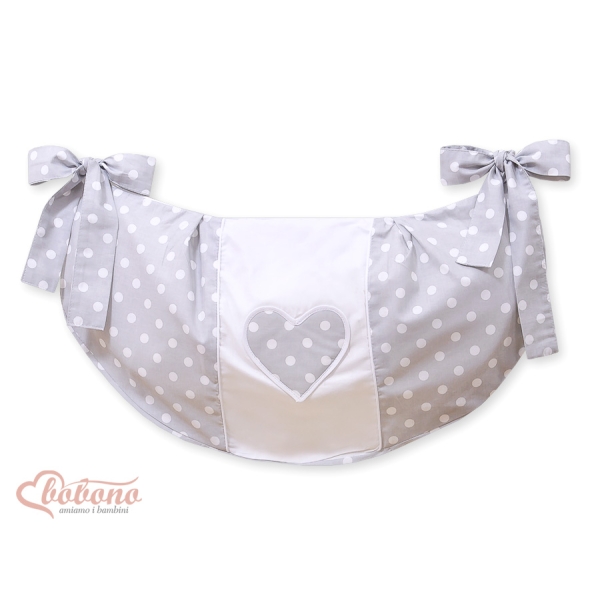Sac de Jouet pour Bébé Gris à Pois Cœurs