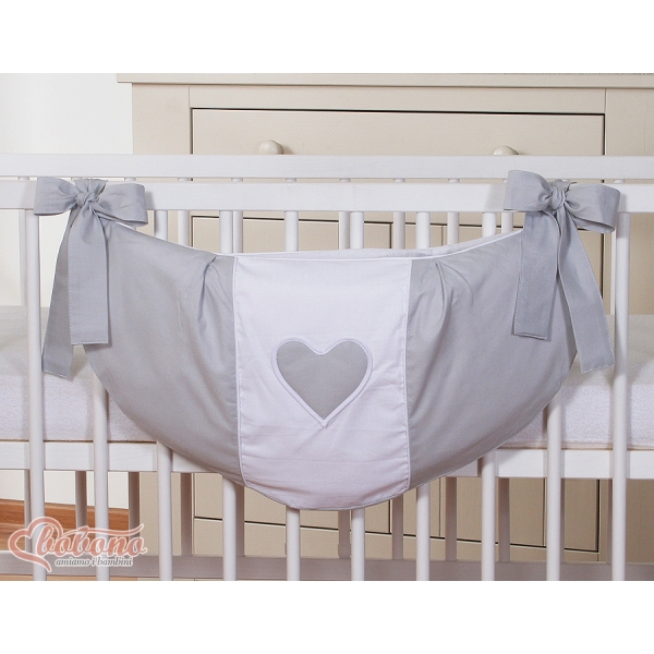 Sac de Jouet pour Bébé Gris Cœurs