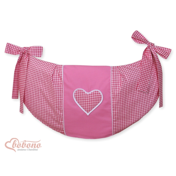 Sac de Jouet pour Bébé Rose à Carreaux Cœurs