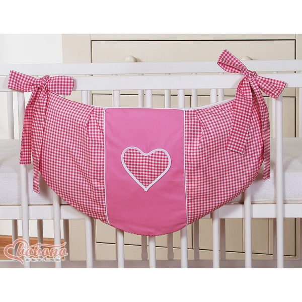 Sac de Jouet pour Bébé Rose à Carreaux Cœurs