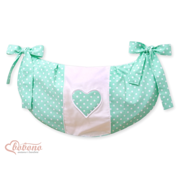 Sac de Jouet pour Berceau Menthe à Pois Cœurs