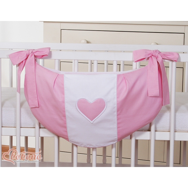 Sac de Jouet pour Berceau Rose Cœurs