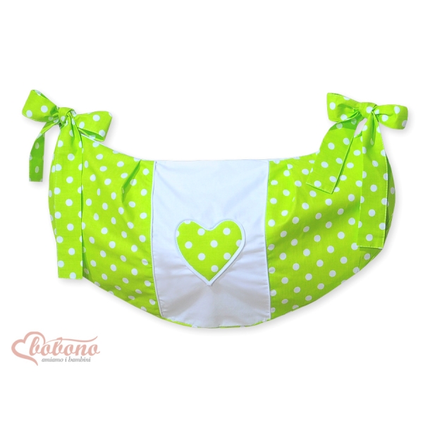 Sac de Jouet pour Berceau Vert à Pois Cœurs