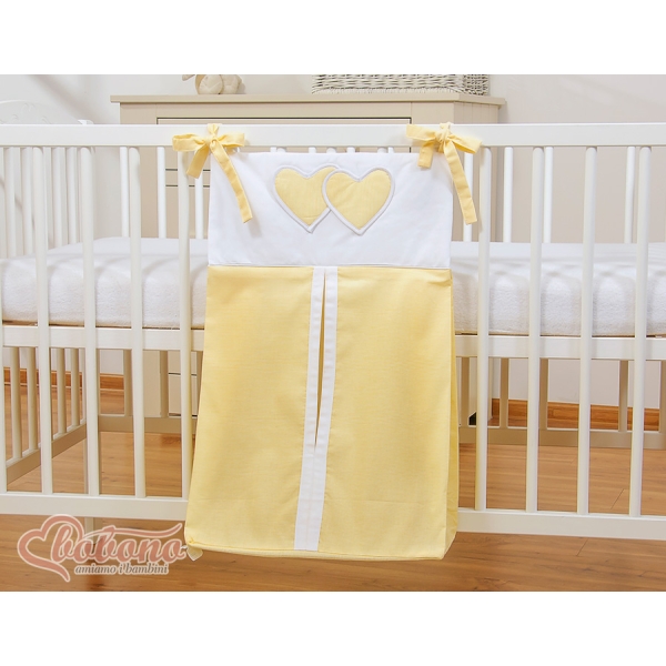 Sac de Rangement pour Couches Bébé Jaune Rayures Cœurs