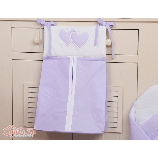 Sac de Rangement pour Couches Bébé Lila Cœurs