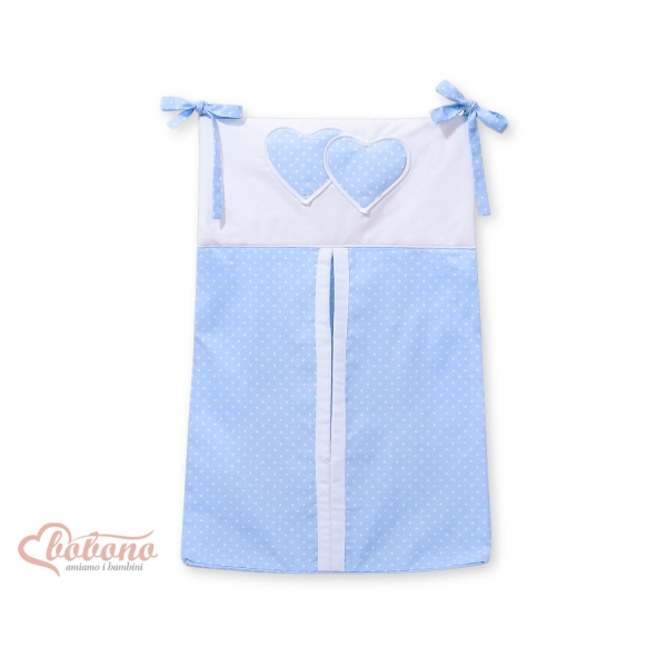 Sac de Rangement pour Couches Bébé Menthe Bleu à Pois Cœurs