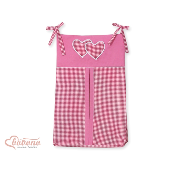 Sac de Rangement pour Couches Bébé Rose à Carreaux Cœurs