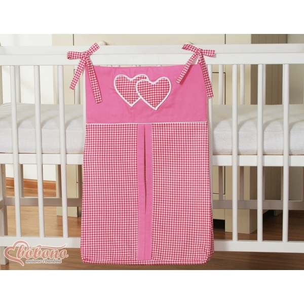 Sac de Rangement pour Couches Bébé Rose à Carreaux Cœurs