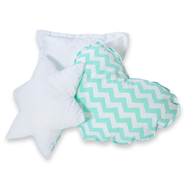 Set de 3 Coussins pour Tipi Menthe Chevron