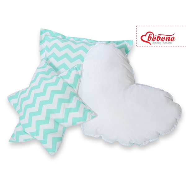 Set de 3 Coussins pour Tipi Menthe Chevron