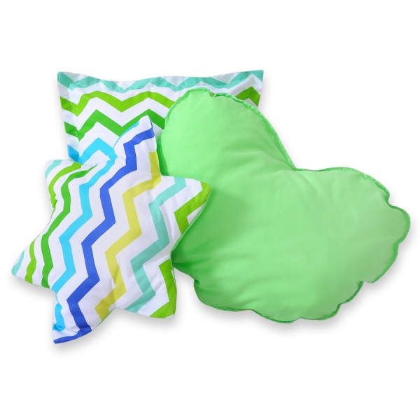 Set de 3 Coussins pour Tipi Vert Bleu Chevron