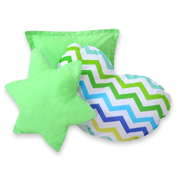 Set de 3 Coussins pour Tipi Vert Bleu Chevron
