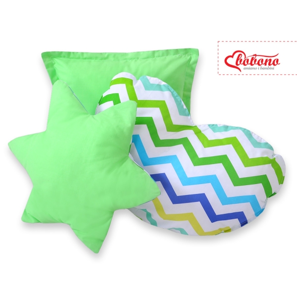 Set de 3 Coussins pour Tipi Vert Bleu Chevron
