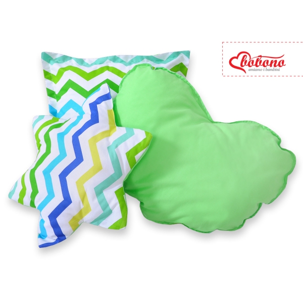 Set de 3 Coussins pour Tipi Vert Bleu Chevron