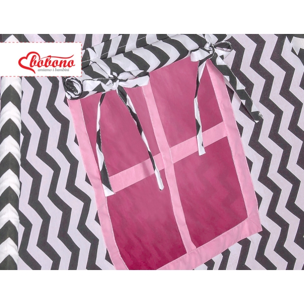 Set: Tipi pour Enfant avec Tapis de Jeu et Plumes Décoratives Rose Noir Chevron