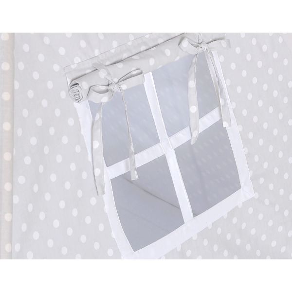 Set Tipi pour Enfant avec Tapis de Sol et Plumes Décoratives Gris à Pois