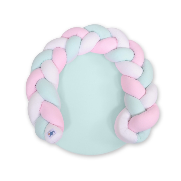 Tapis Cocon Bébé Transformable en Tour de Lit Menthe Rose Blanc