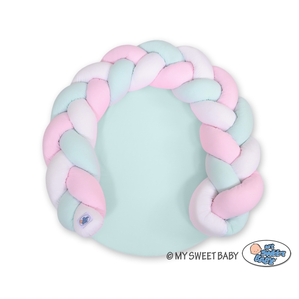 Tapis Cocon Bébé Transformable en Tour de Lit Menthe Rose Blanc