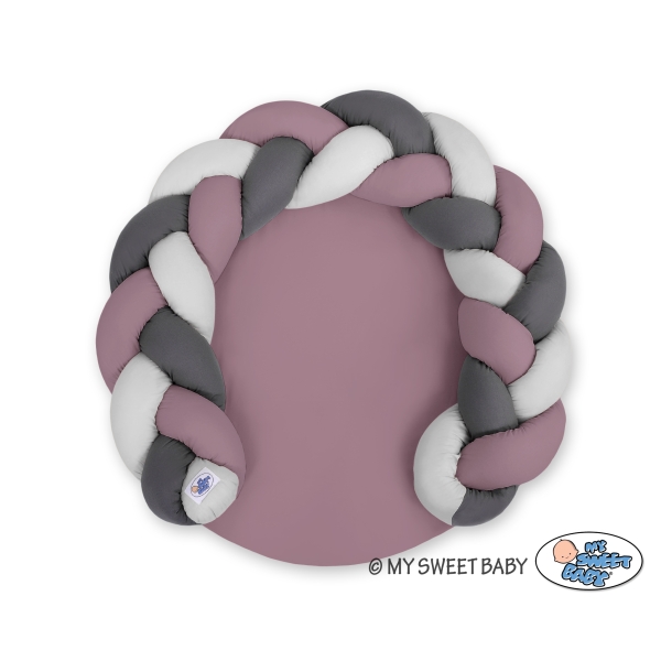 Tapis de Jeu avec Tour de Lit Tressé 2 en 1 Gris Violet Pastel Anthracite