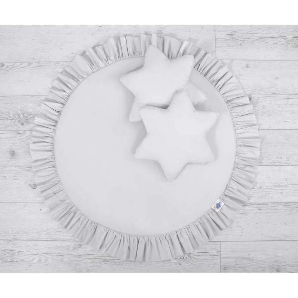 Tapis de Sol Enfant Rond à Froufrou Gris