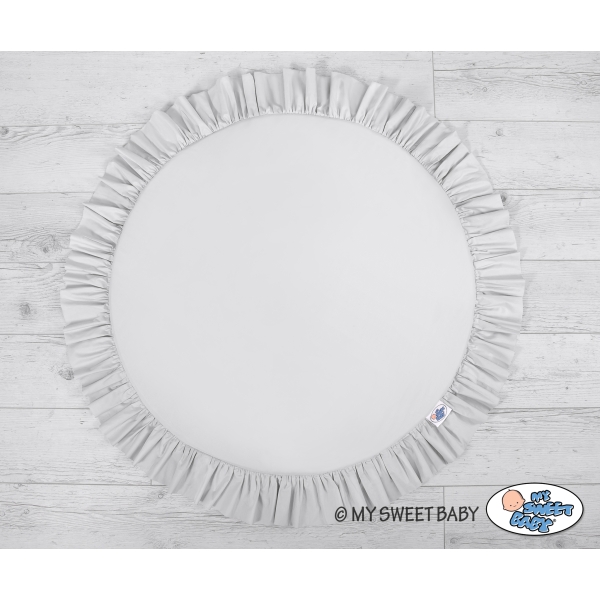 Tapis de Sol Enfant Rond à Froufrou Gris