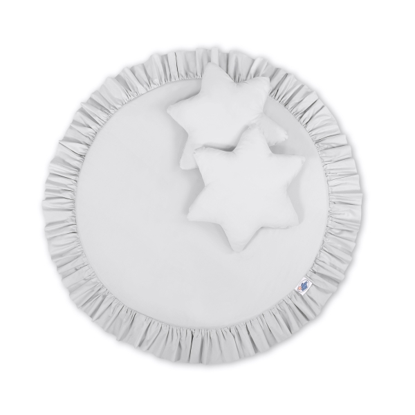 Tapis de Sol Enfant Rond à Froufrou Gris