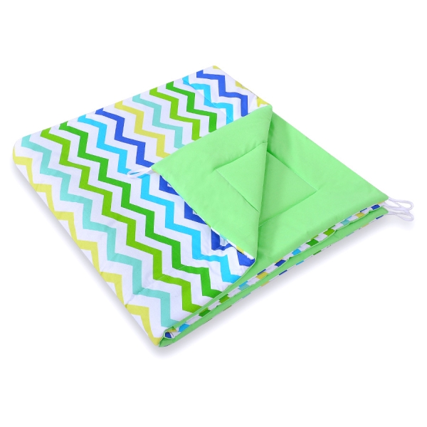 Tapis de Sol Matelassé pour Tipi Vert Bleu Chevron