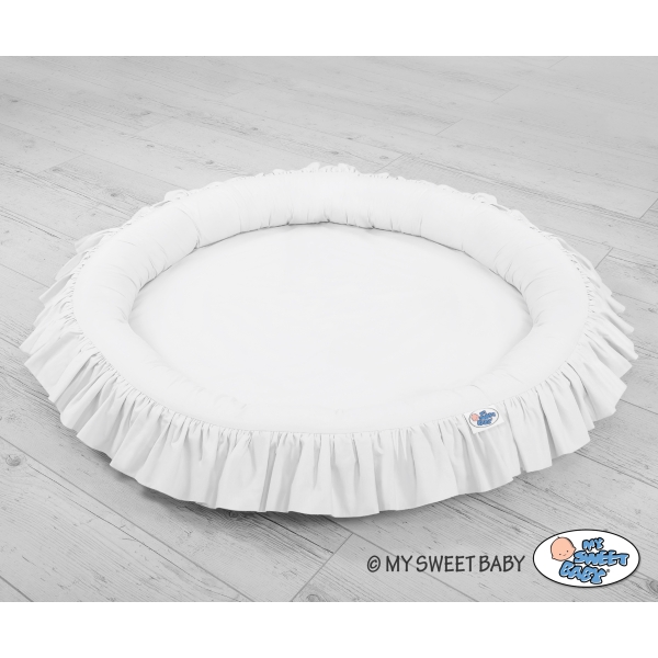 Tapis Nid Cocon avec Froufrou pour Bébé Blanc