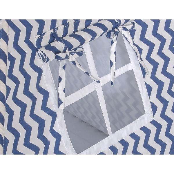 Tente de Tipi + Plumes Décoratives Bleu Foncé Chevron