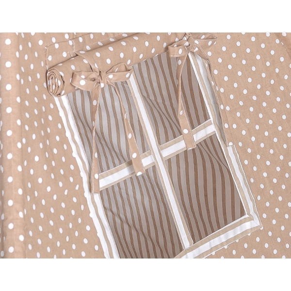 Tente de Tipi + Plumes Décoratives Brun Beige à Pois Rayures