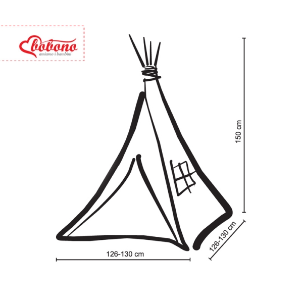 Tente de Tipi + Plumes Décoratives Gris