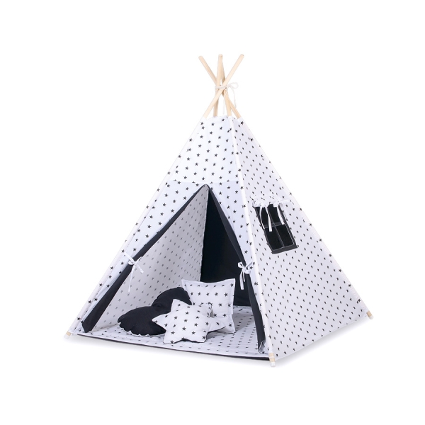 Tente de Tipi + Plumes Décoratives Noir