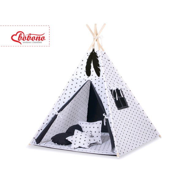 Tente de Tipi + Plumes Décoratives Noir