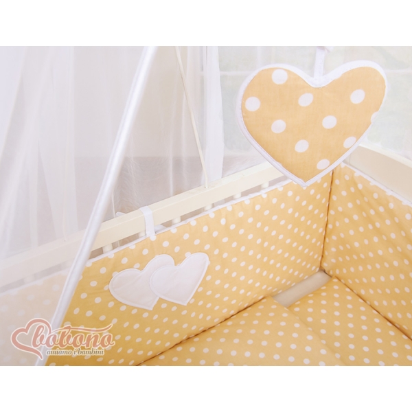 Textile Complete pour Lit de Cododo Beige à Pois Cœurs
