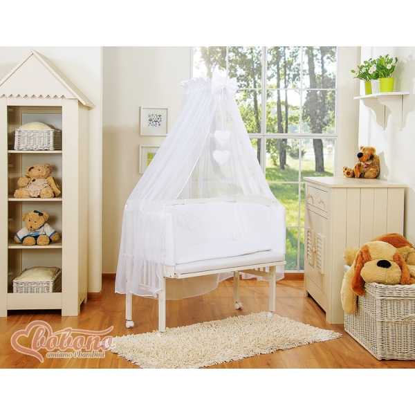 Textile Complete pour Lit de Cododo Blanc Cœurs