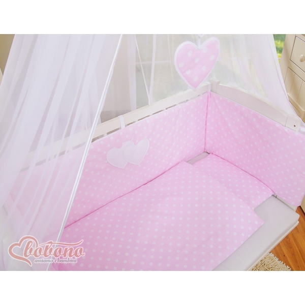 Textile Complete pour Lit de Cododo Rose à Pois Cœurs