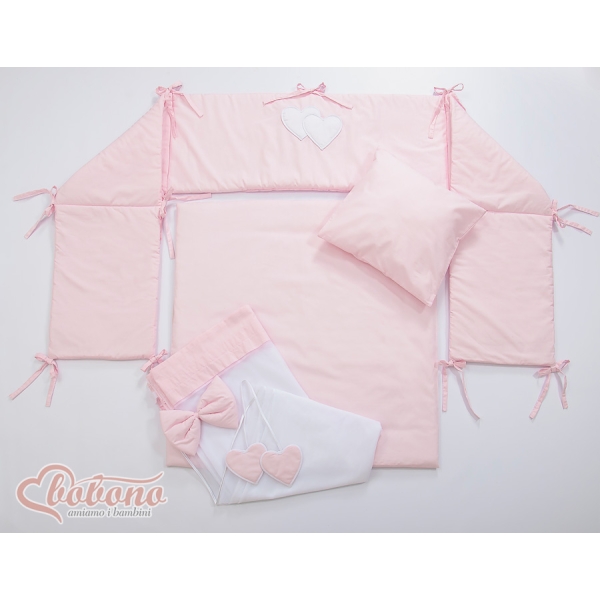 Textile Complete pour Lit de Cododo Rose Cœurs