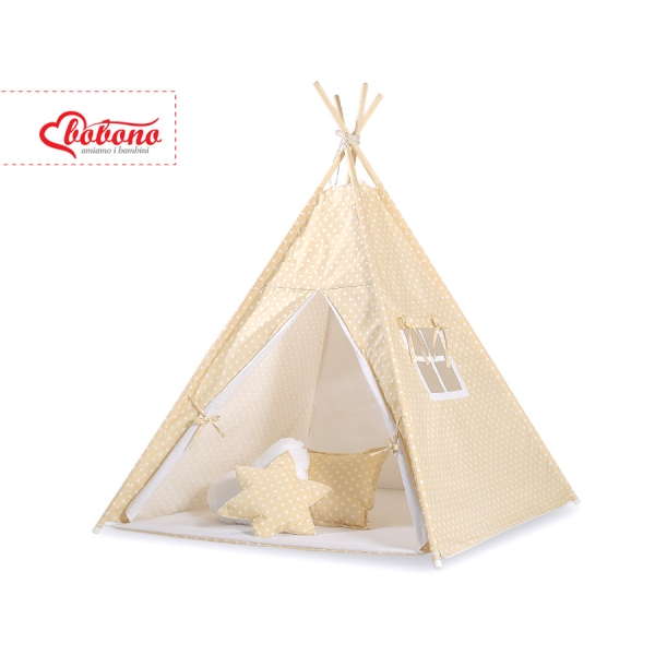 Tipi pour Enfant avec Plumes Décoratives Beige à Pois
