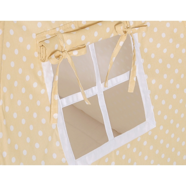 Tipi pour Enfant avec Plumes Décoratives Beige à Pois