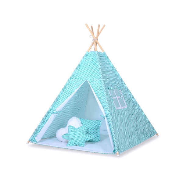 Tipi pour Enfant avec Plumes Décoratives Menthe Blanc