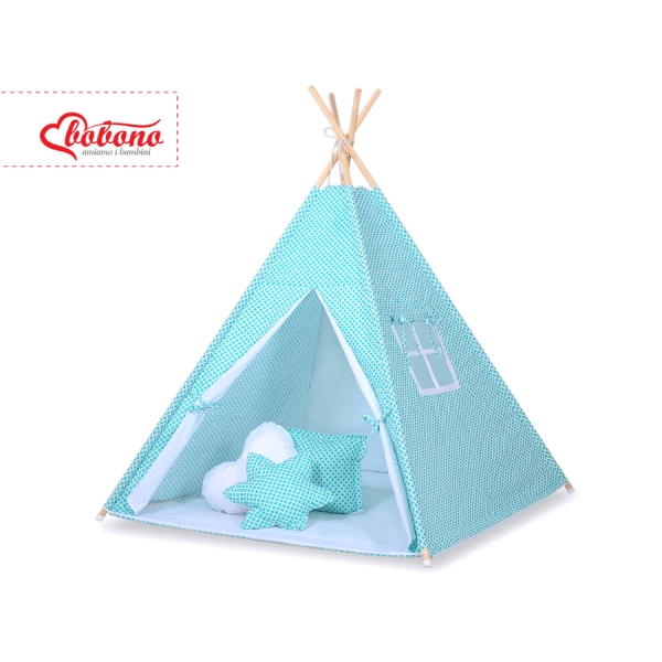 Tipi pour Enfant avec Plumes Décoratives Menthe Blanc