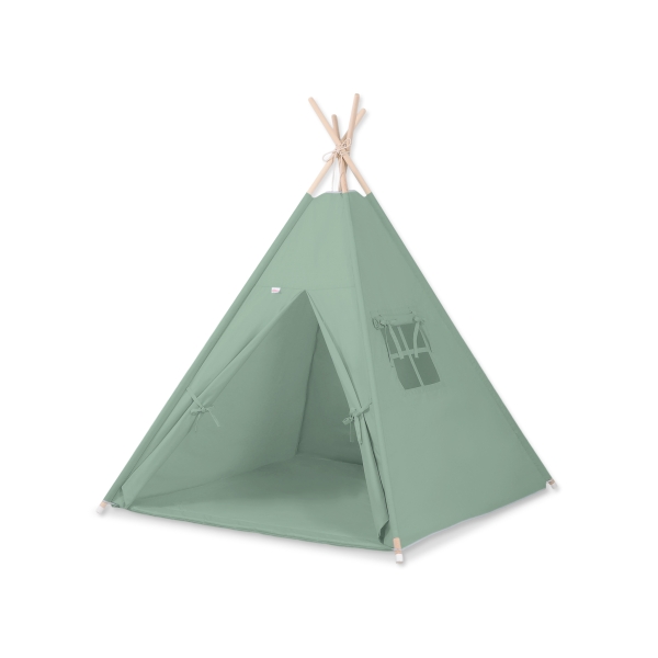 Tipi pour Enfant avec Tapis de Sol et Plumes Décoratives Blanc Vert