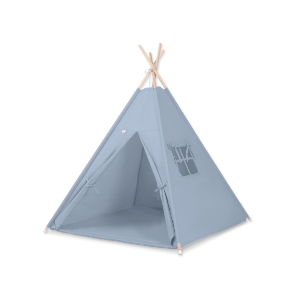 Tipi pour Enfant avec Tapis de Sol et Plumes Décoratives Bleu Pastel