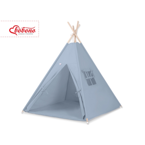 Tipi pour Enfant avec Tapis de Sol et Plumes Décoratives Bleu Pastel