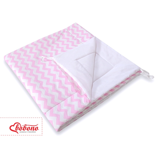 Tipi pour Enfant avec Tapis de Sol et Plumes Décoratives Rose Chevron