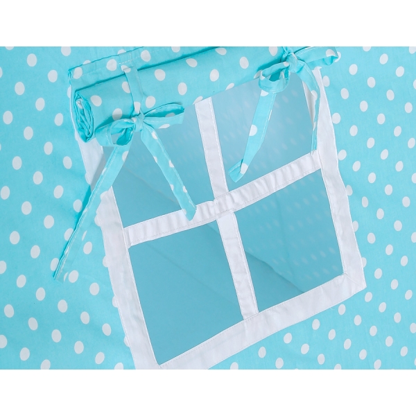Tipi pour Enfant avec Tapis de Sol et Plumes Décoratives Turquoise à Pois