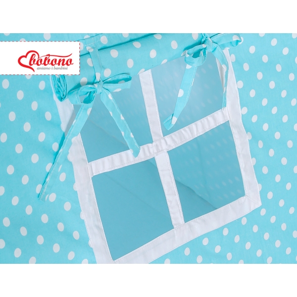 Tipi pour Enfant avec Tapis de Sol et Plumes Décoratives Turquoise à Pois