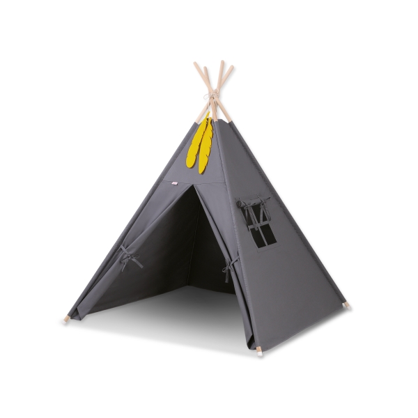Tipi pour Enfant + Plumes Décoratives Anthracite