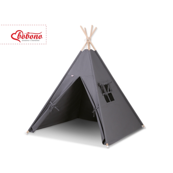 Tipi pour Enfant + Plumes Décoratives Anthracite